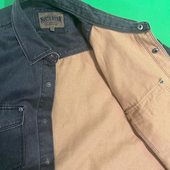 North River Men’s Size Large long Sleeve Cotton Suede Shirt Jacket - Picture 4 of 5